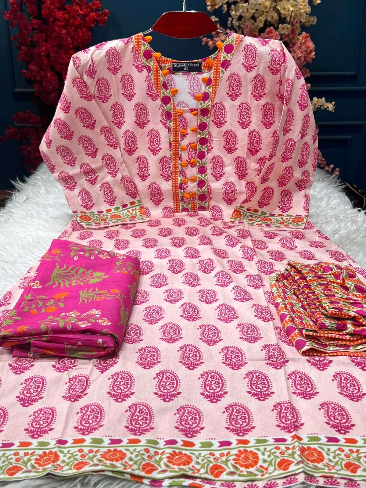 Charizma Printed Pink Stitched Lawn - 999