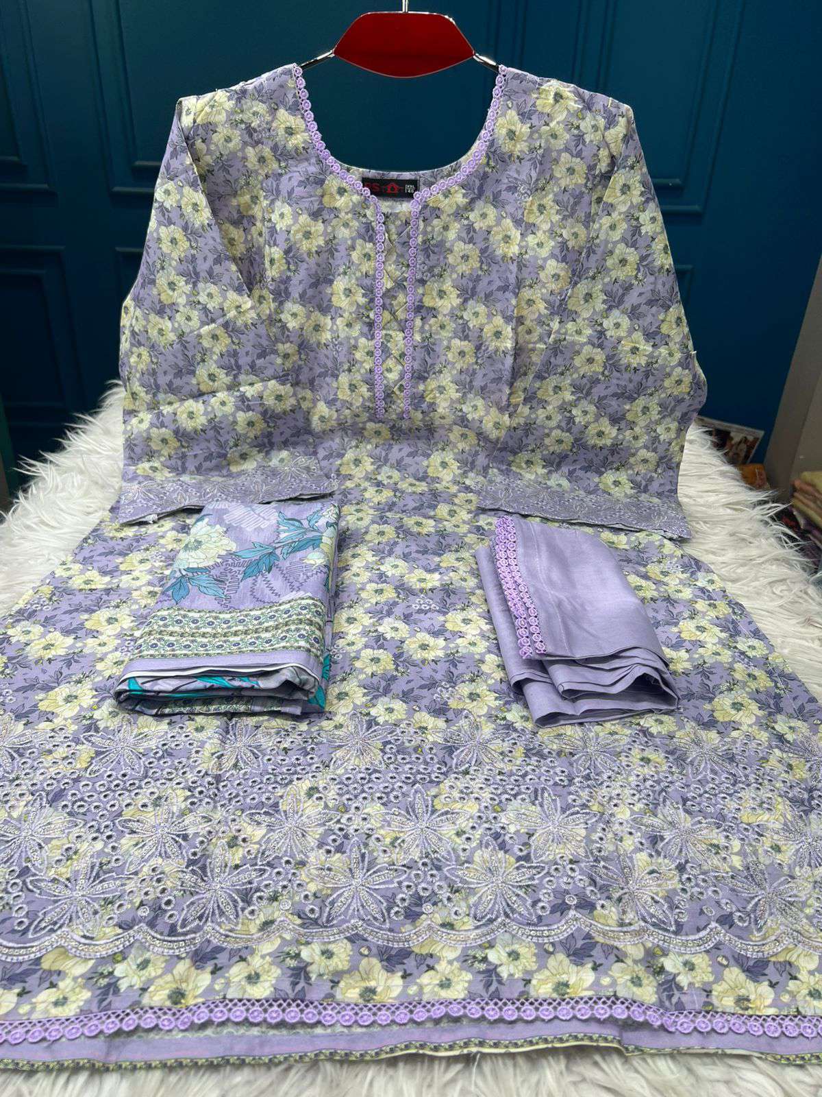 Classic Print Lavender Salwar Kameez - 999