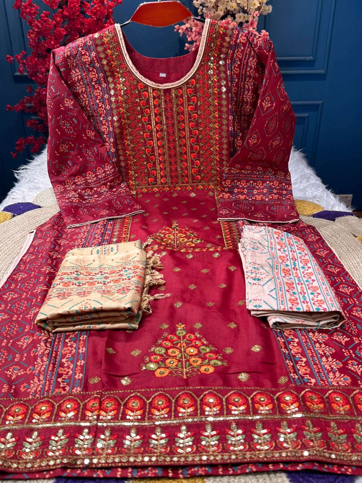 Chinigura Red Silk Suit - 1150