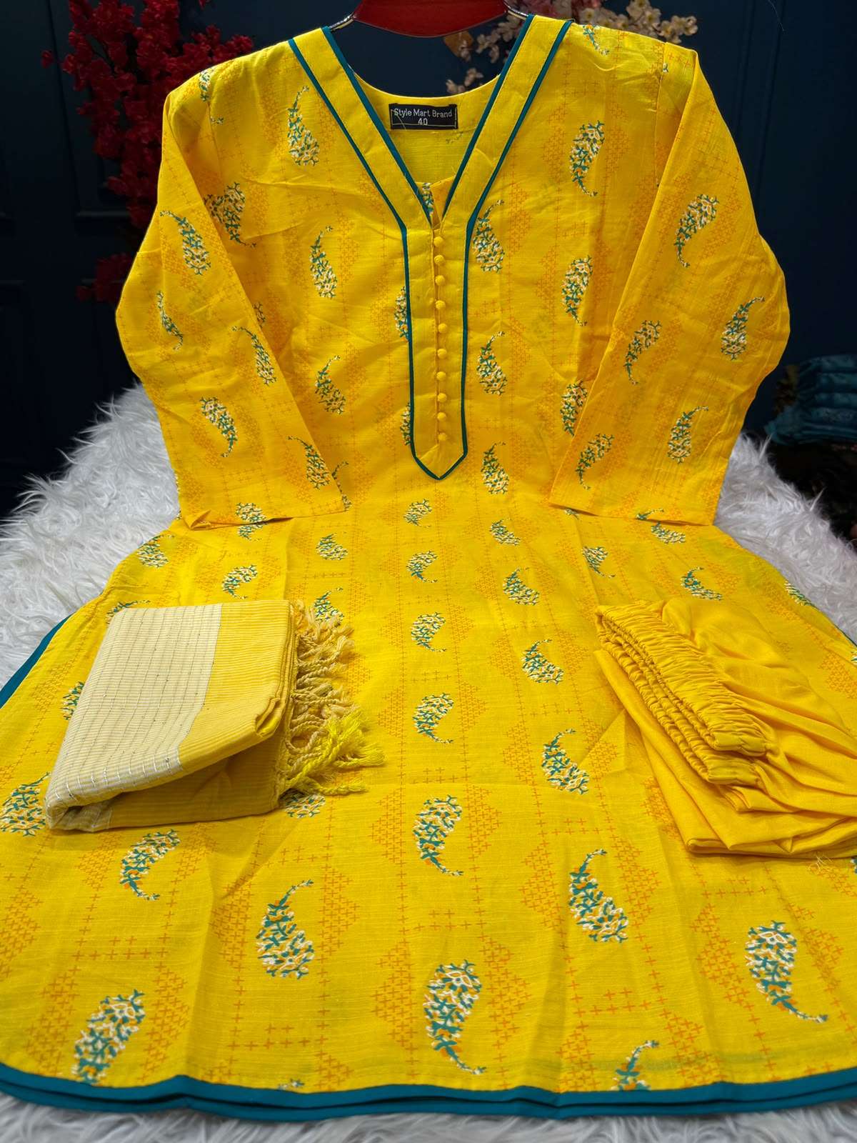 Slub Cotton Haldi Textured Stitched - 950