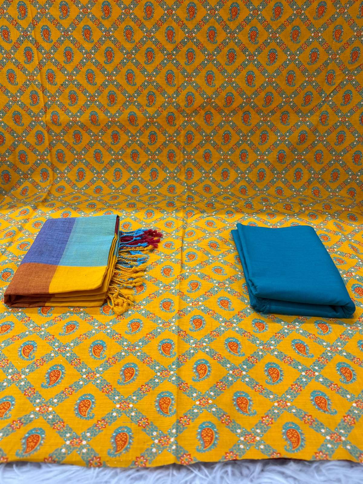 Slub Cotton Yellow Textured Unstitched - 850