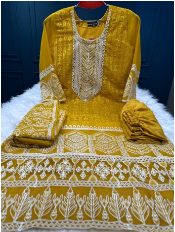 Premium Quality Gorgeous Viral Stitched Party Collection - 1350 Yellow