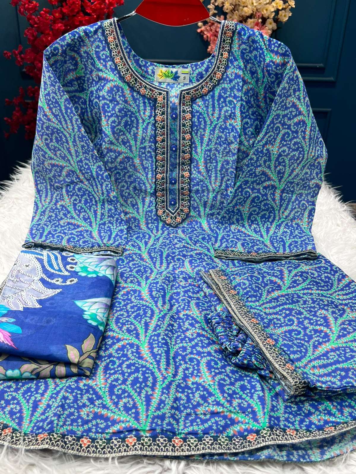 Farshi Cut Blue Dress - 1100