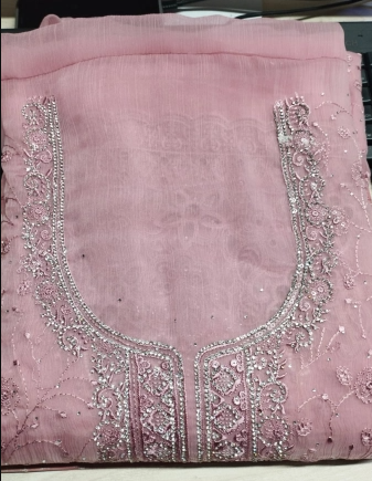 Premium Quality Original IC kanchi Pure Unstitched Party Collection - 2500 Deep Pink