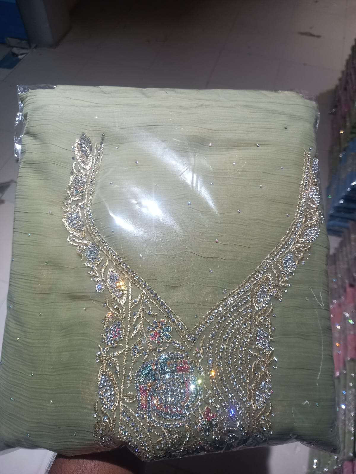 Exclusive Pakistani Inspired Kanchi Pure Unstitched Party Collection - Olive Colour 2500