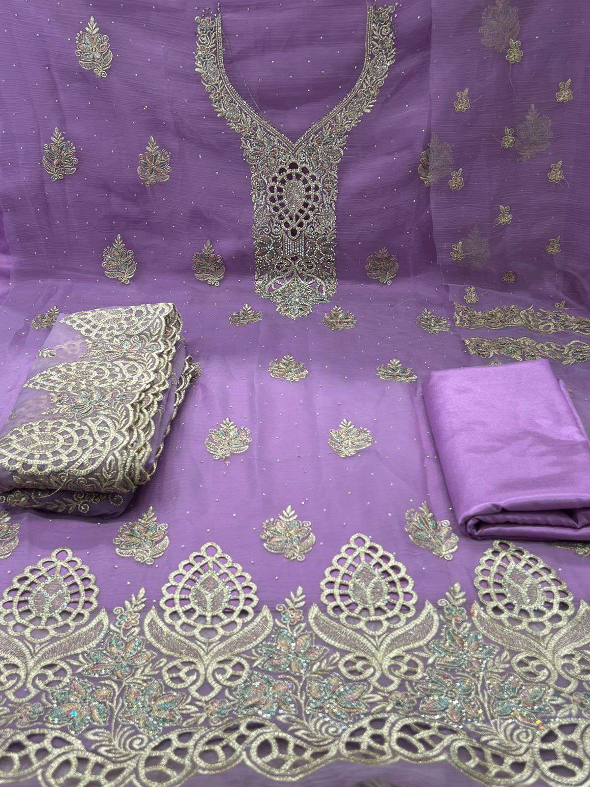 Exclusive Pakistani Inspired Kanchi Pure Unstitched Party Collection - 2500 Lavender .6