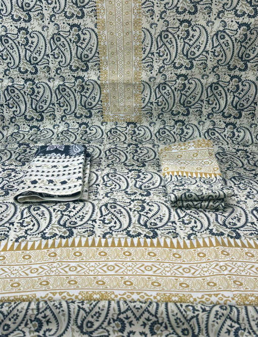 Ash Blue Printed Unstitched - 1050