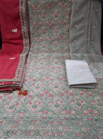 Exclusive Indian Boutique Embroidered Unstitched Collection - 3000 Dragon Dupatta