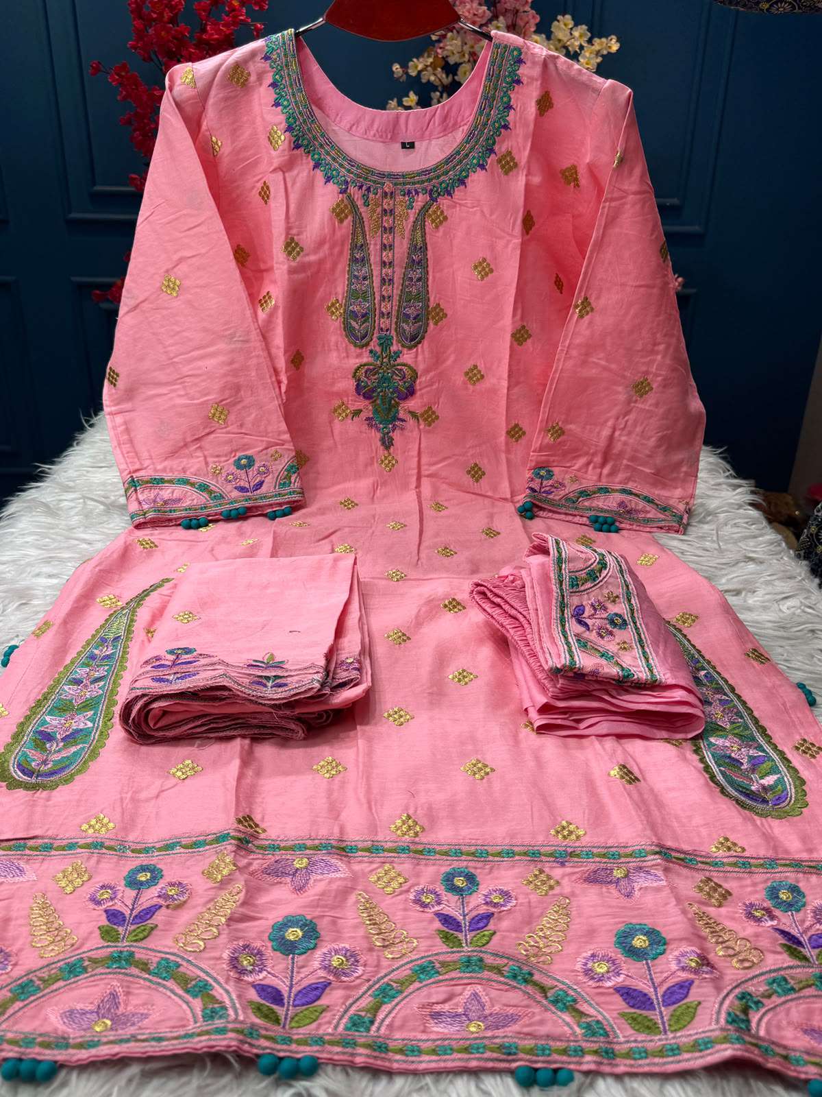 Switch Cotton Pink Stitched Dress - 1650