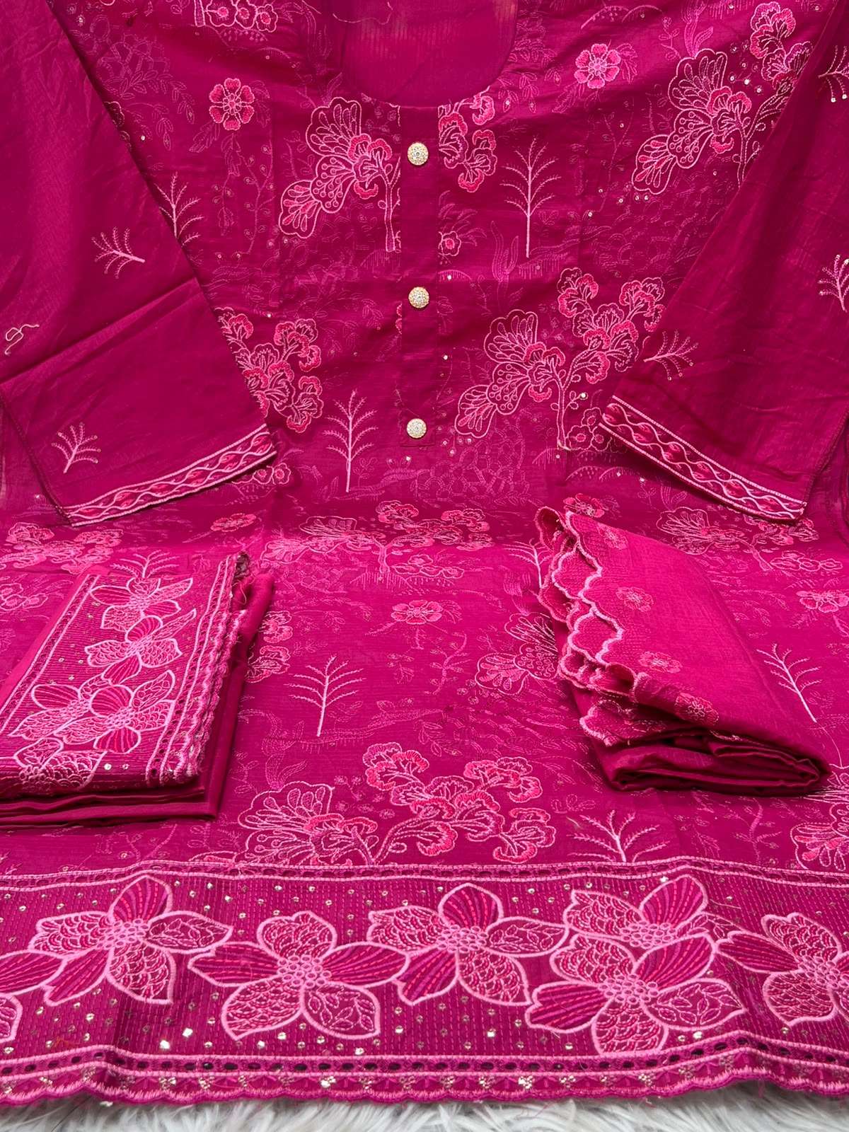 Delicate Print Flower Magenta Party Set - 1600