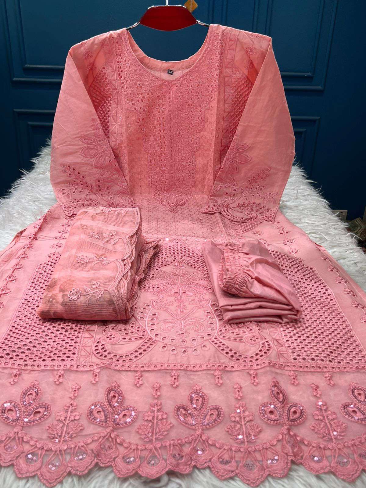 Fashionable Peach Salwar Kamiz - 2500