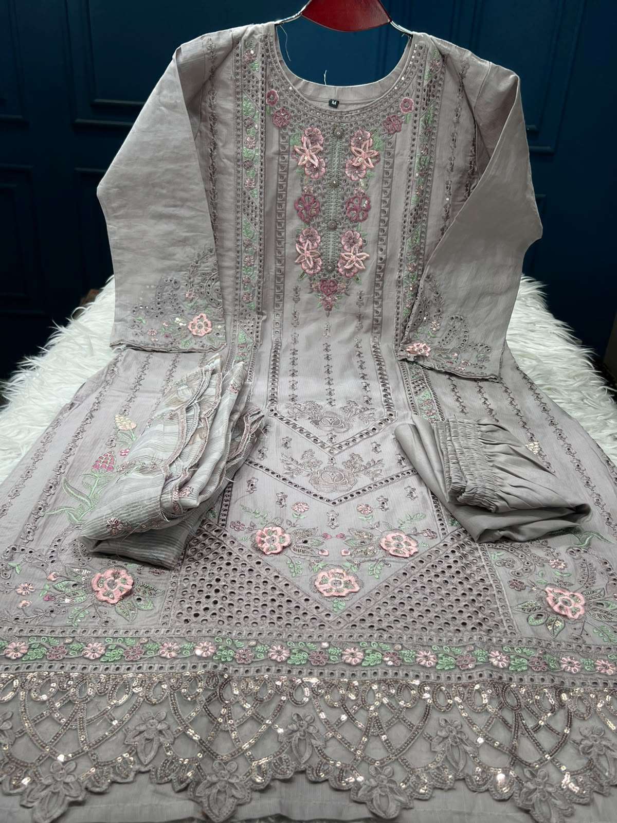 Fashionable Peach Cutwork Salwar Kamiz - 2400