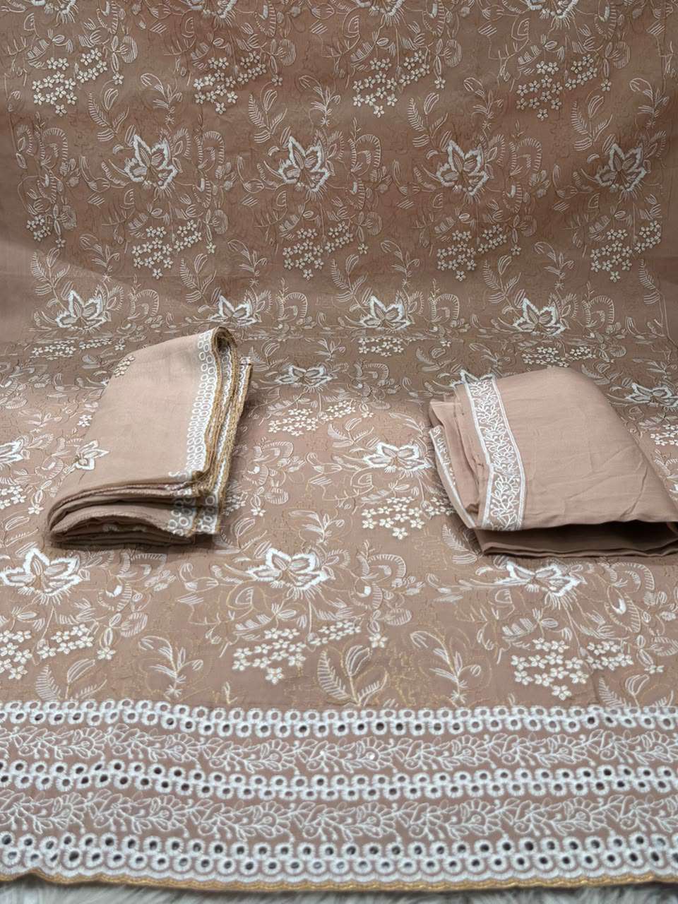 Women's Gorgeous Brown Unstitched Set - 1650
