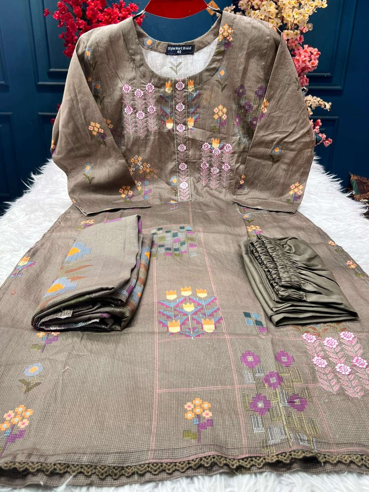 Olive Striped Stitched Bootis Work Suit - 1200