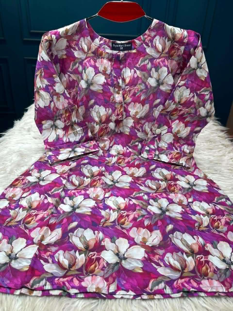 Stunning Flower Print Cotton Long Kurti - 550