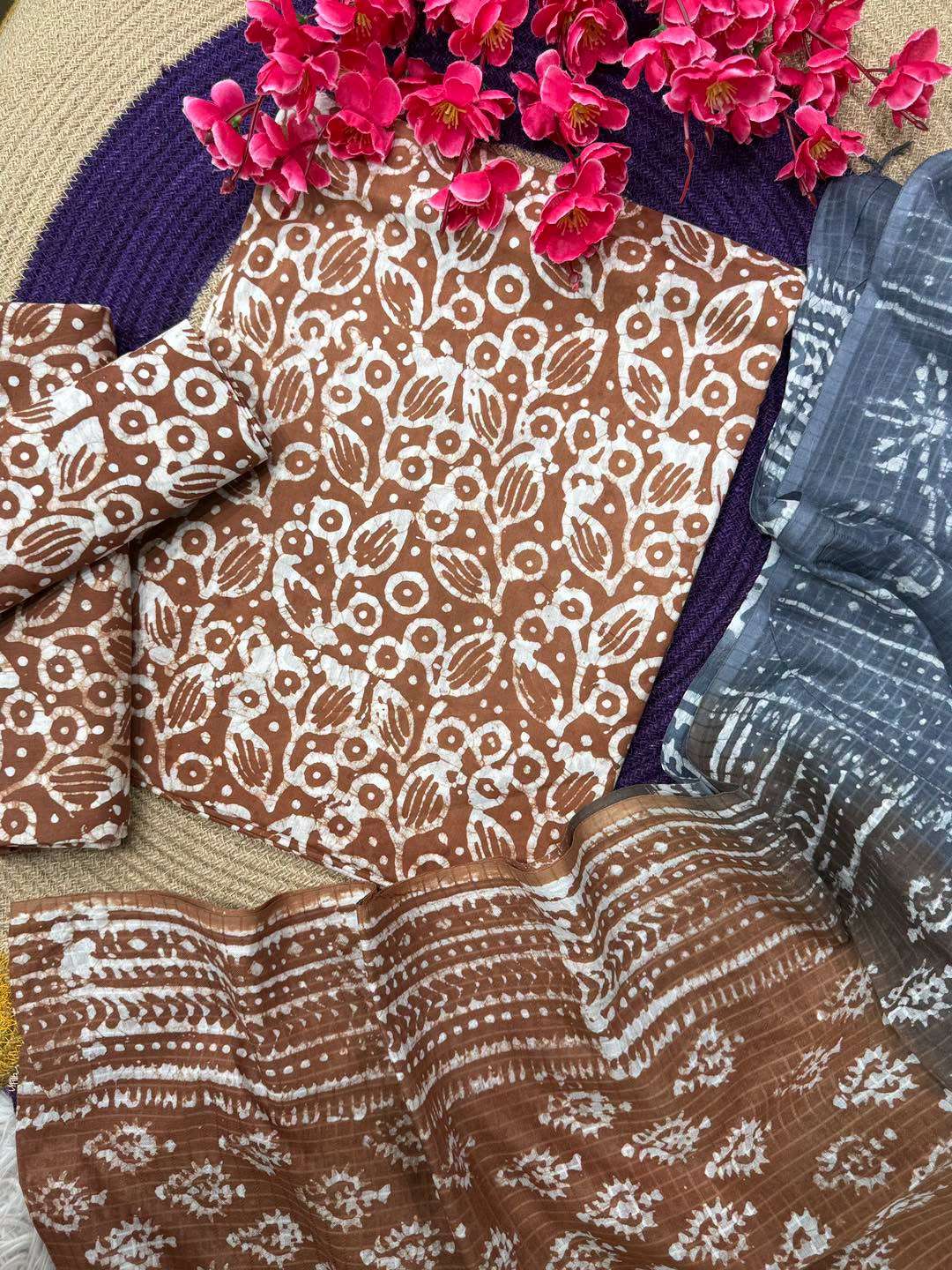 Vegetable Batik Brown Dress - 1200