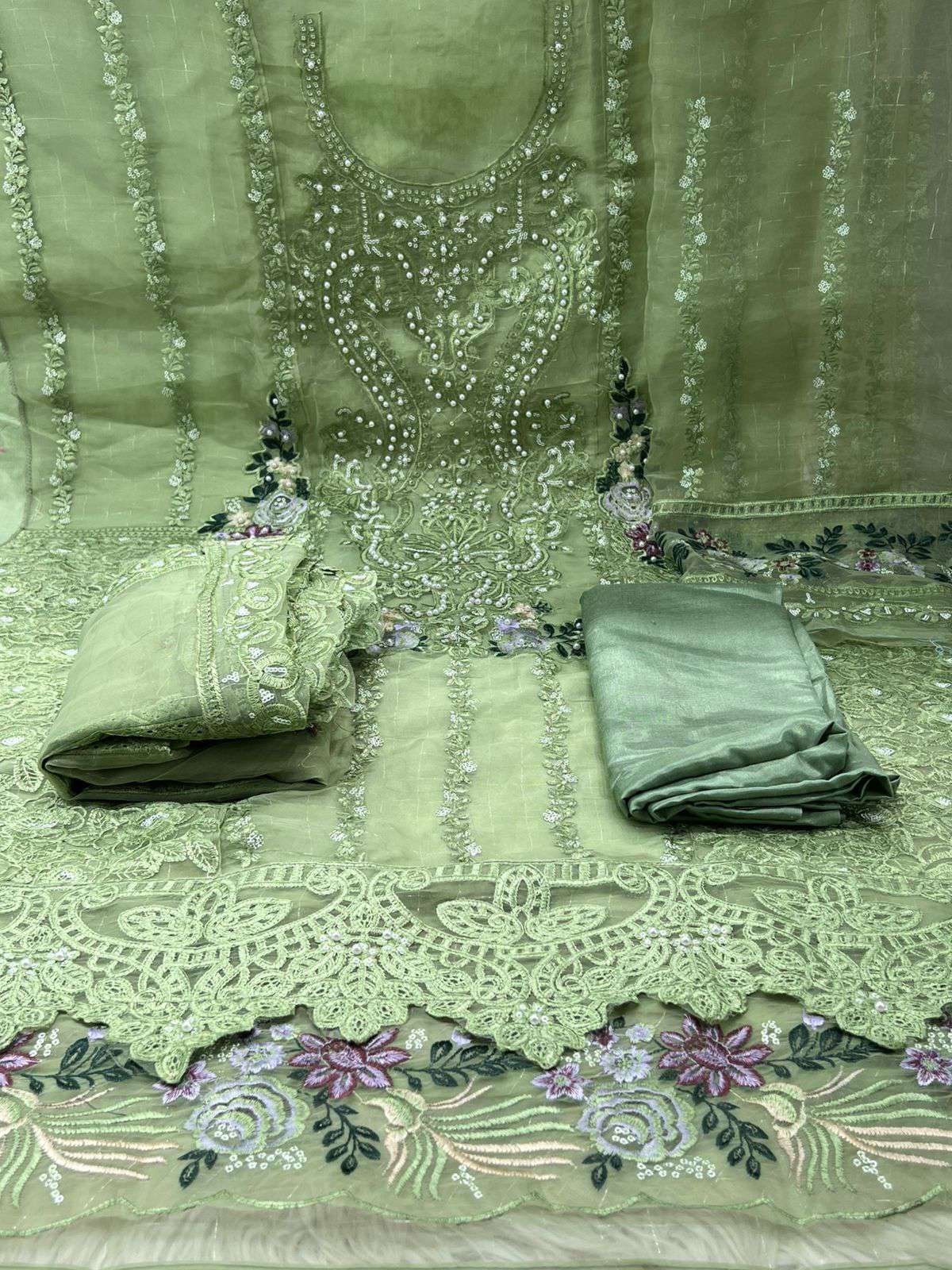 INSPIRED Pakistani Pure Organza Unstitched Collection - 2400 Lemon