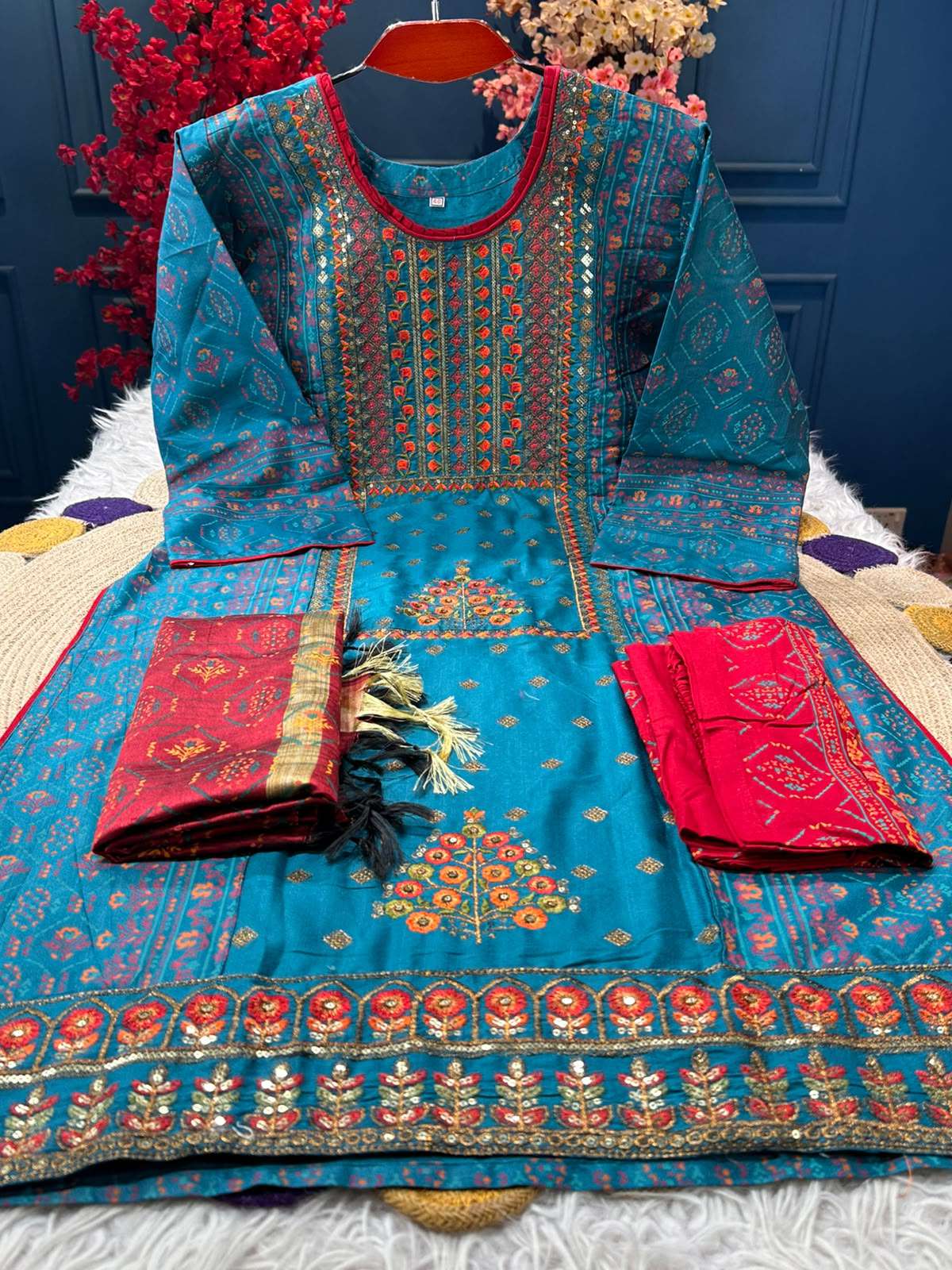 Chinigura Teal Silk Suit - 1150
