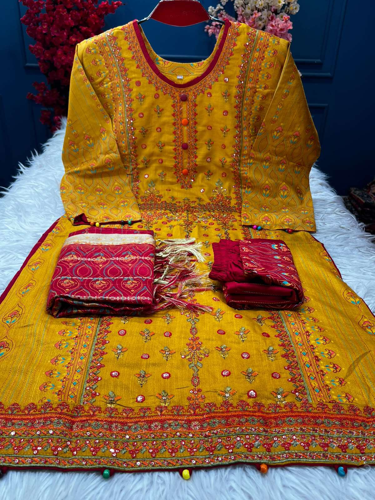 Chinigura Silk Stitched Collection - Mustard 1100