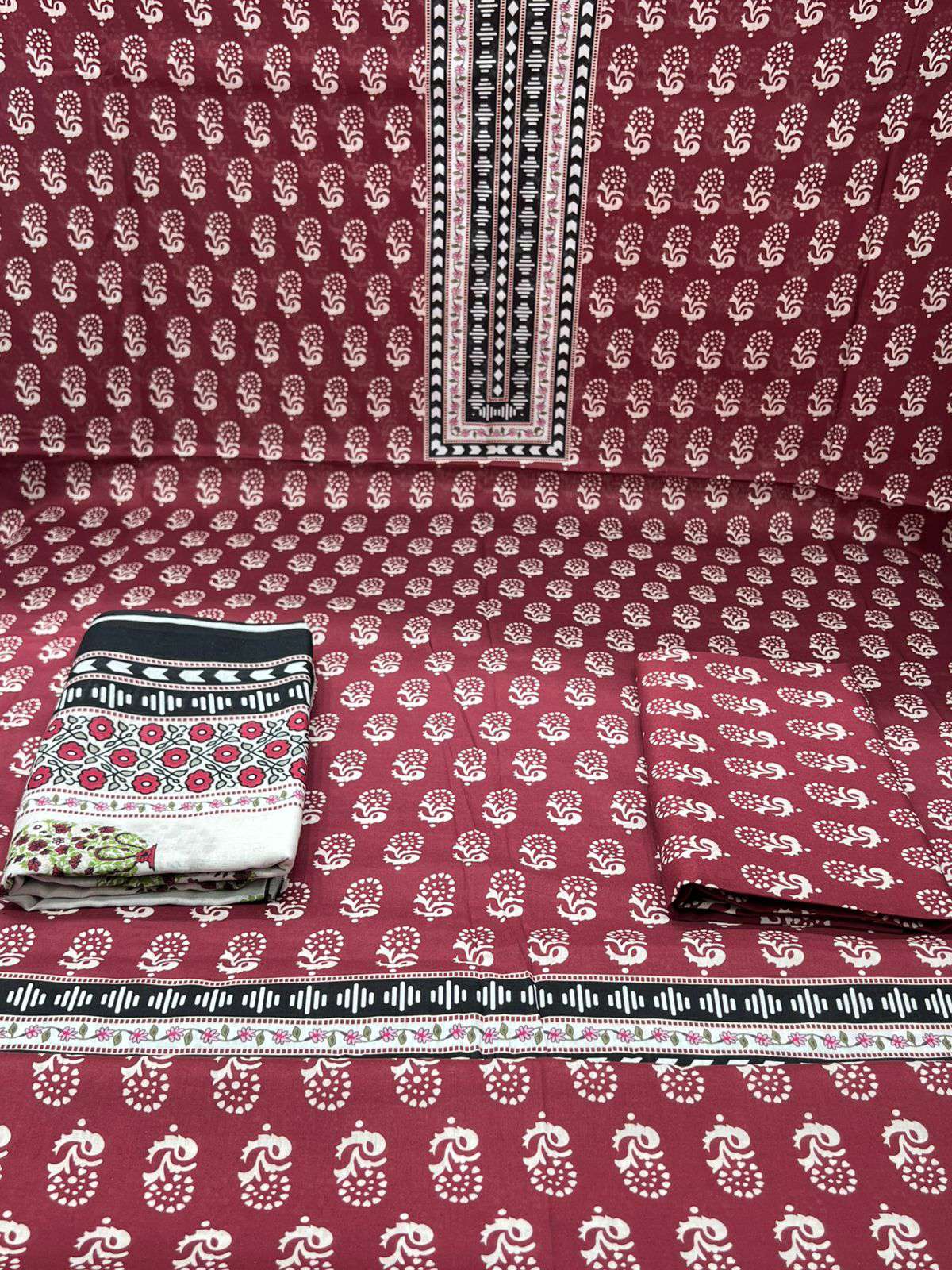 New arraivals Summer Friendly Luxury Lawn Stitched Collection - 1100 Red