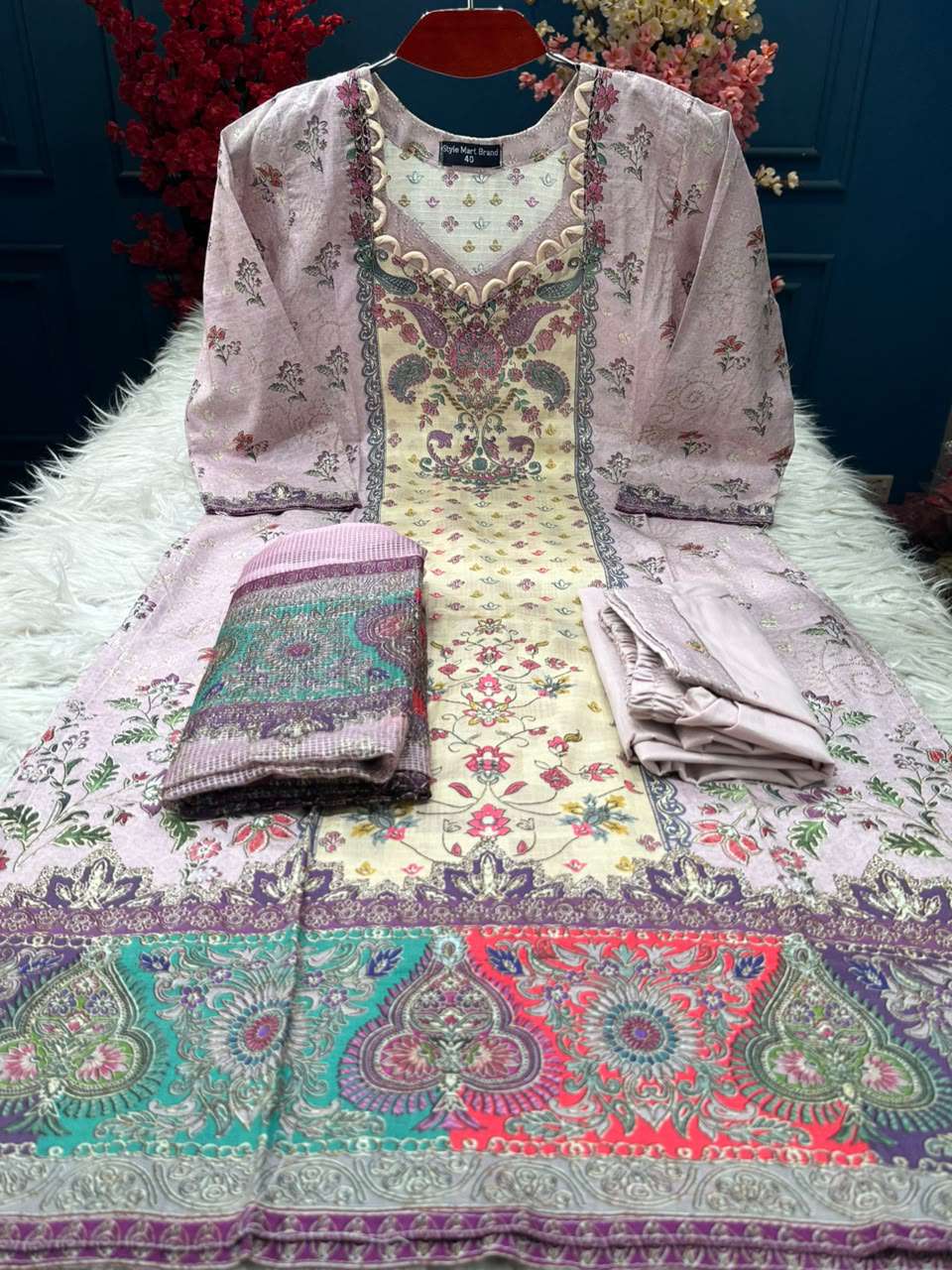 Phulmoti Step Cotton Ready Lilac Set - 1150