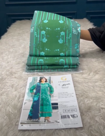 Charizma Pakistani Catalogue Printed Stitched Cotton Collection - 1250 Green