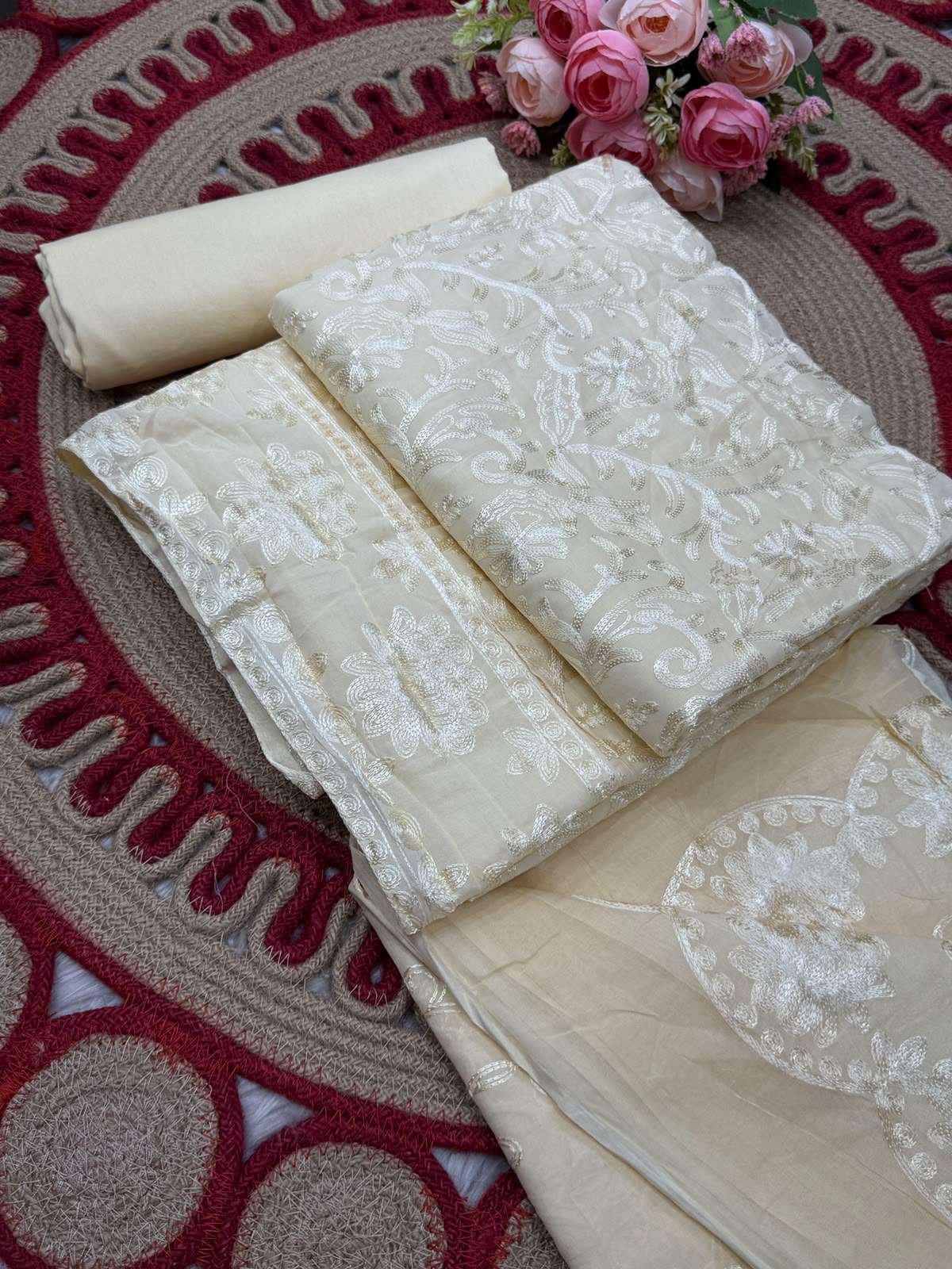 INSPIRED PAKISTANI CREAM ARI WORK - 1400