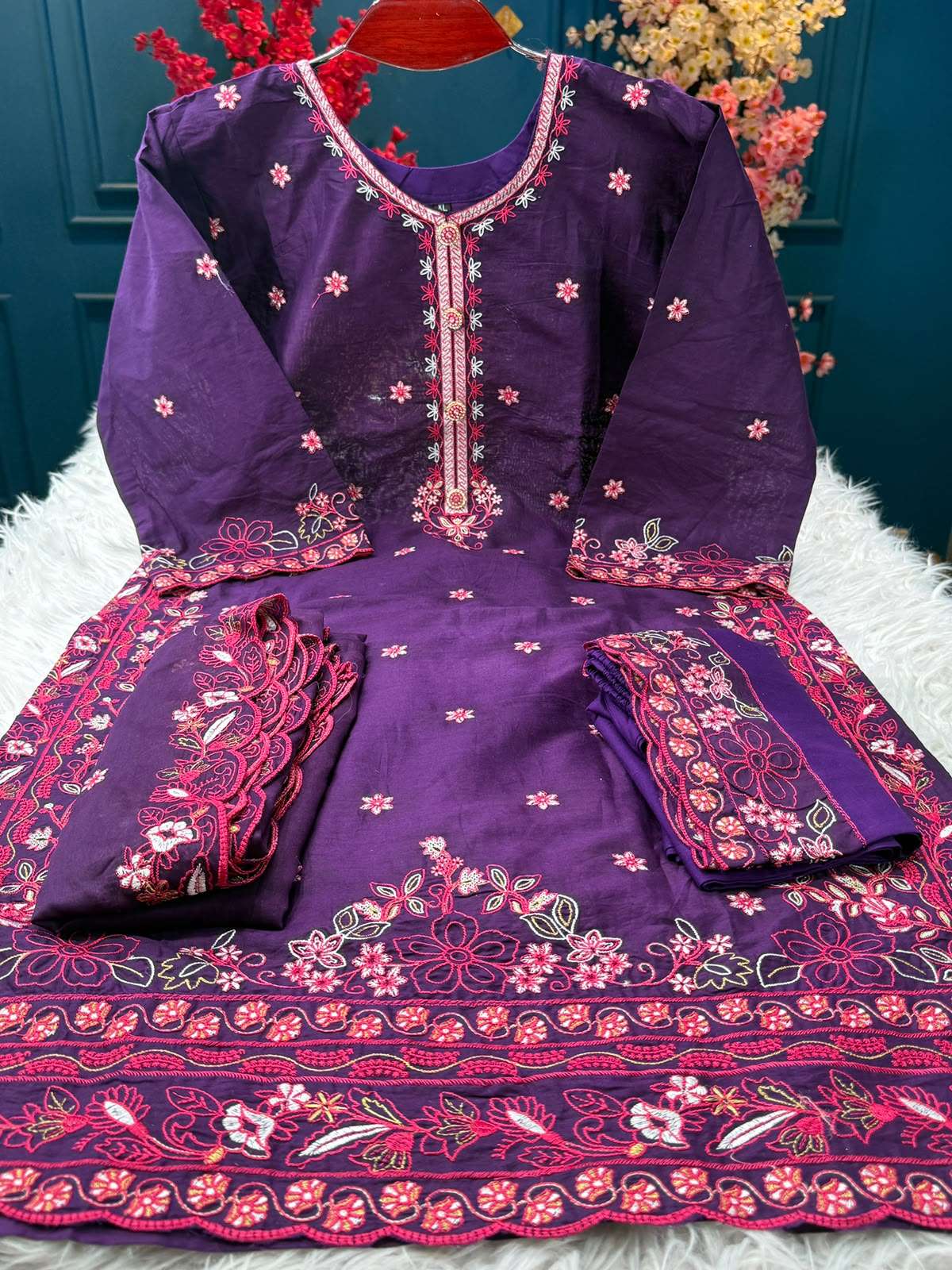 Chinigura Deep Purple Stitched Dress - 1550