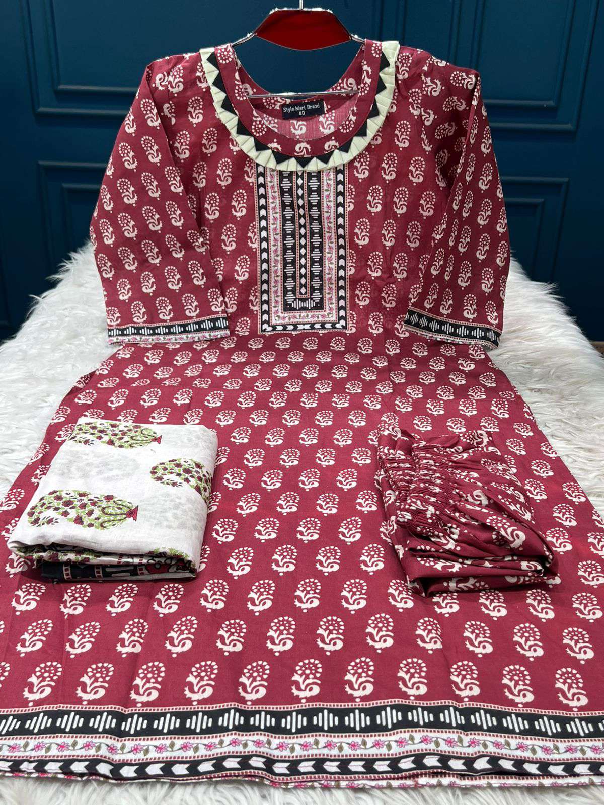 New arraivals Summer Friendly Luxury Lawn Stitched Collection - 1200 Red