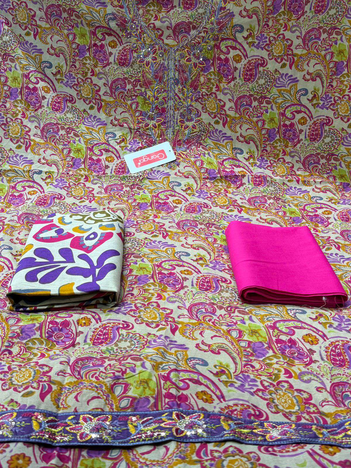 Ganga Hot Pink Unstitched Wear - 950