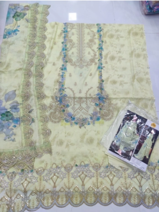 Premium Quality Pakistani Catalogue Unstitched Cotton Collection - 2050 Lemon