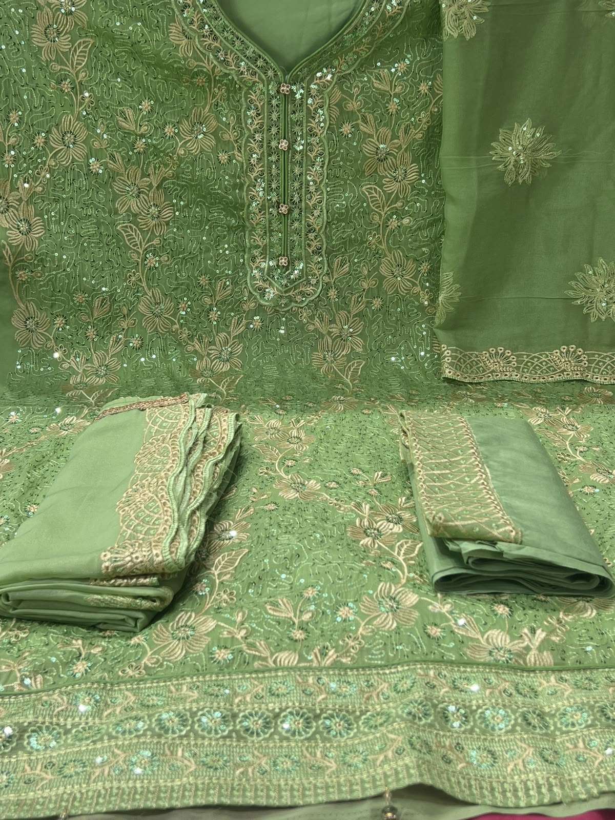 Sadabahar Soft Chinon Lemon Unstitched Dress - 1850