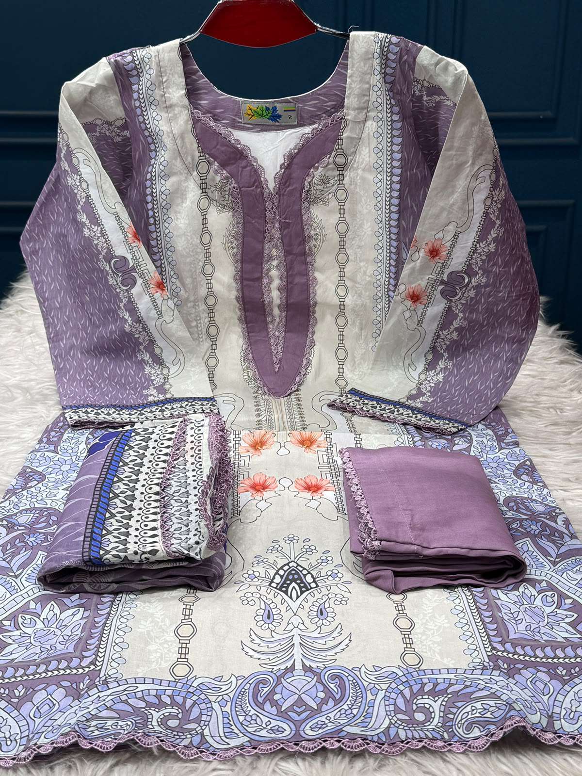 Boutiques Special Ethnic Cream Lavender Wear - 999