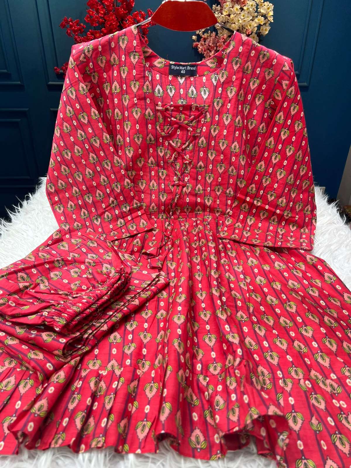 Long Pattern Stunning Hot Pink Kurti - 850