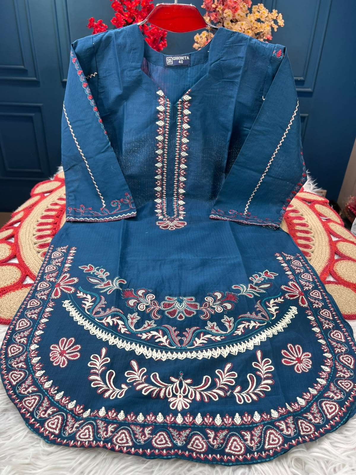 Teal Embroidered 1 piece Set - 750