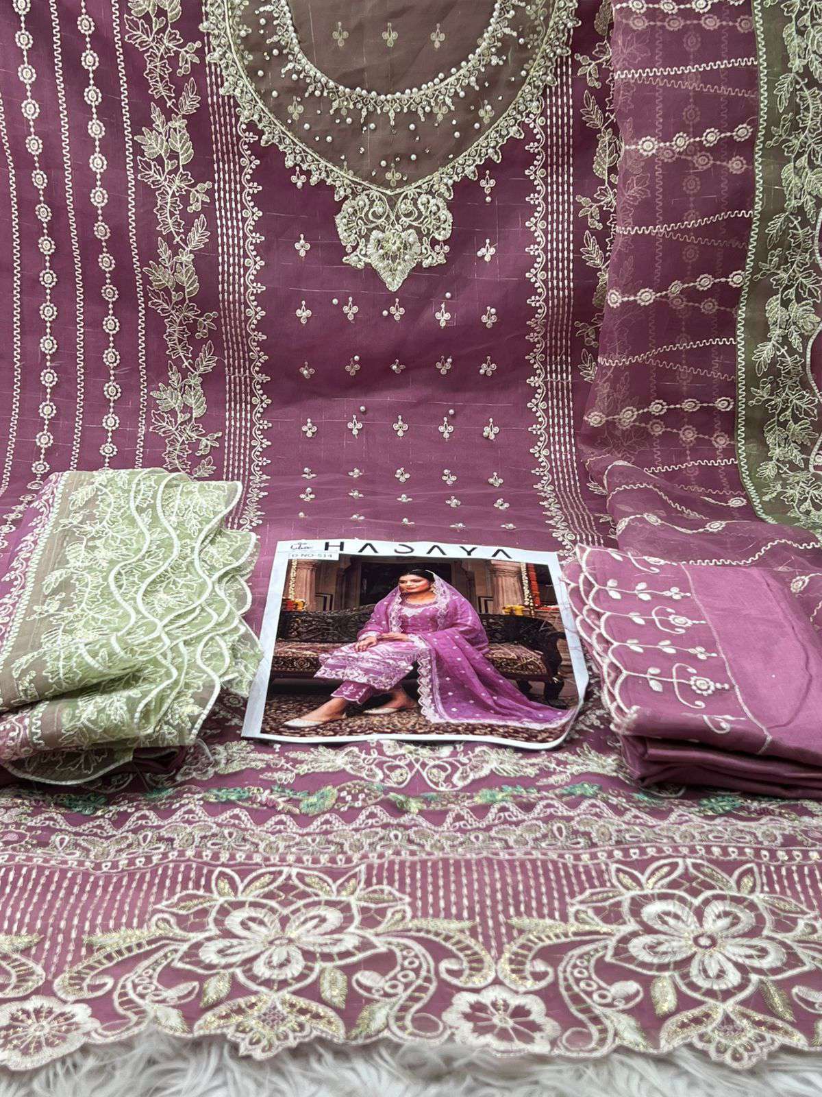 NOORS Pakistani Inspired Unstitched Party Collection - 2300 Onion .1