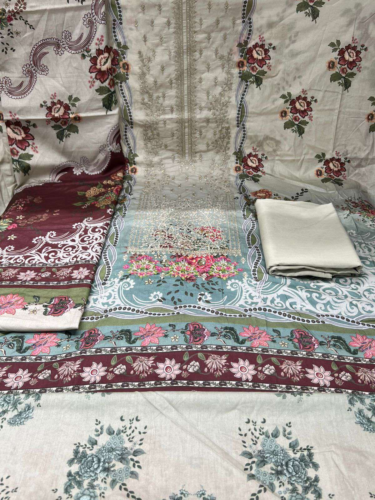 Premium Quality Unstitched Switch Cotton Gorgeous Collection - 1200 Brown