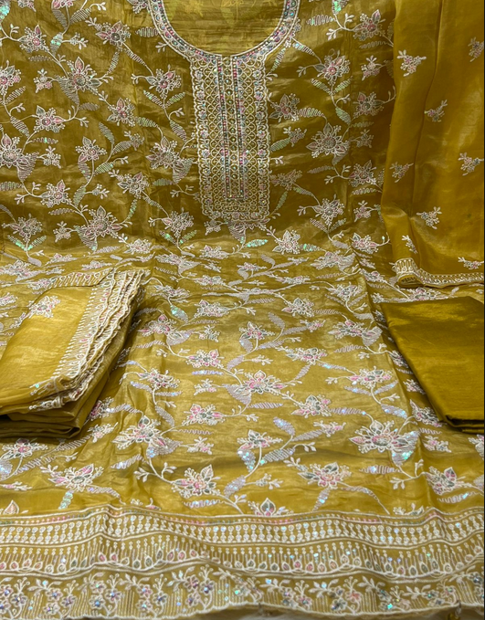 New Arraivals Pakistani inspired unstitched Collection - 1150 yellow