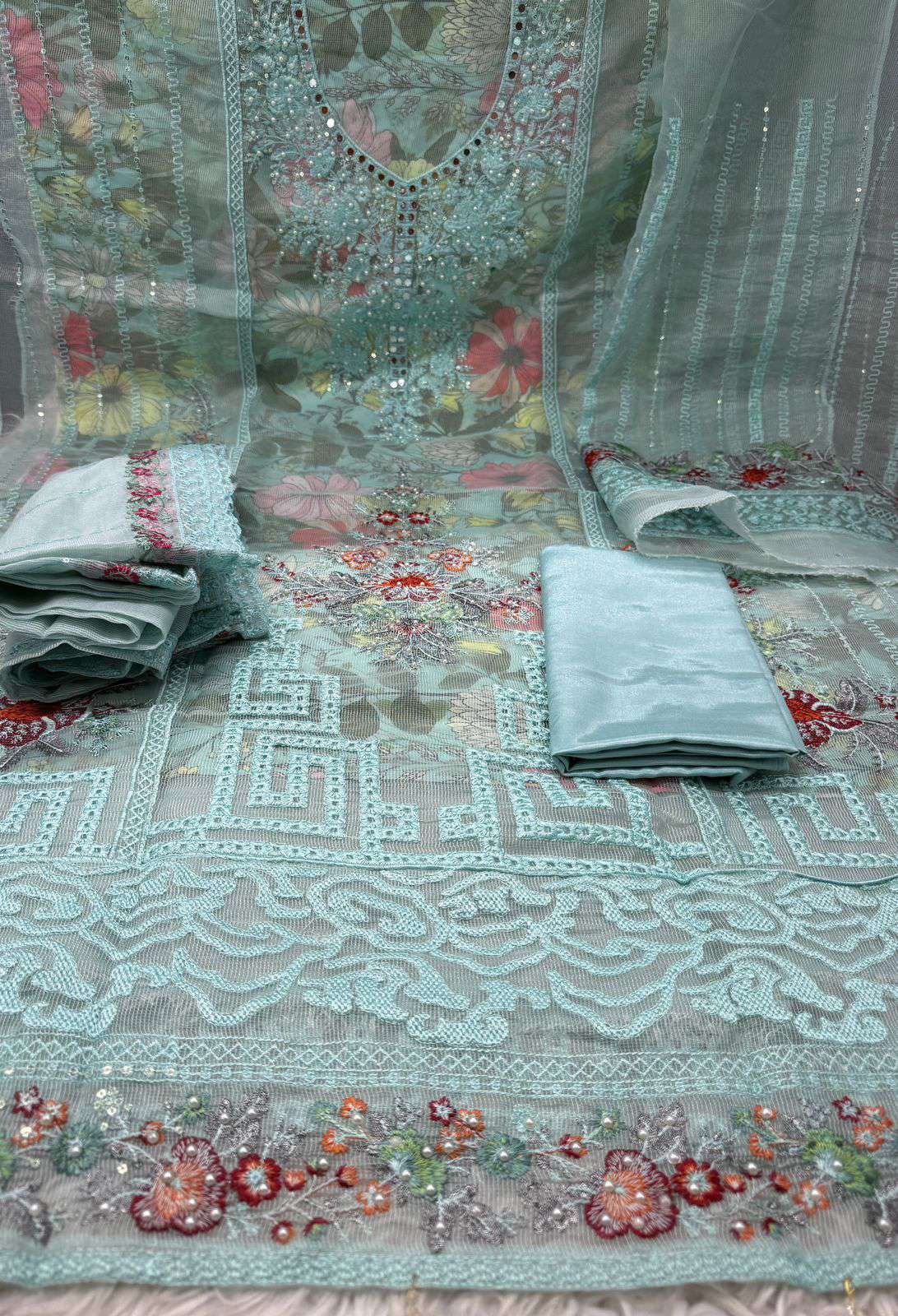 Pakistani Inspired Pure Organza - 1200 Mint