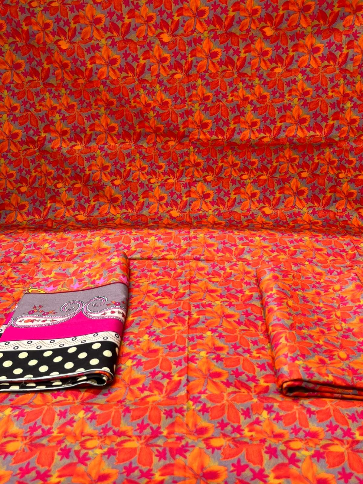 Crimson Red Unstitched Luxury Lawn - 1050