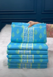 Premium Quality Luxury Lawn Stitched Collection - 1200 Sky Colour