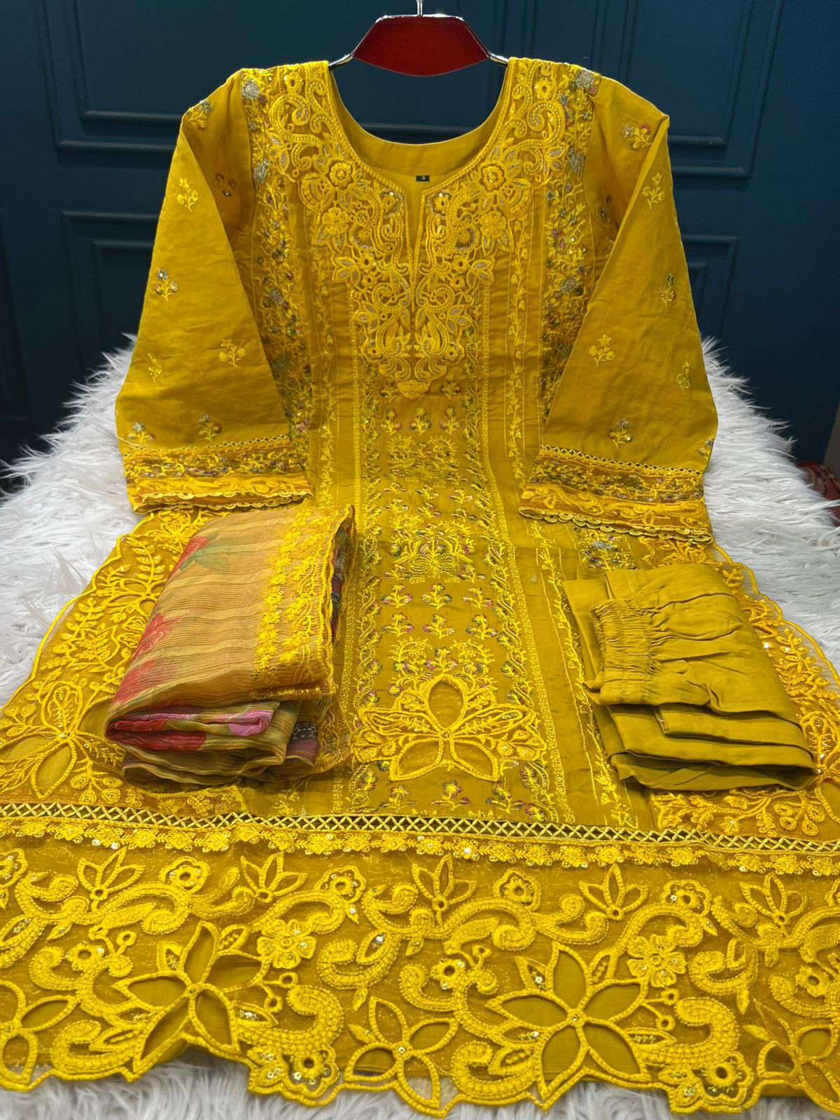 EID Exclusive Premium Quality Pakistani Inspired Stitched Cotton Collection - 2200 yellow