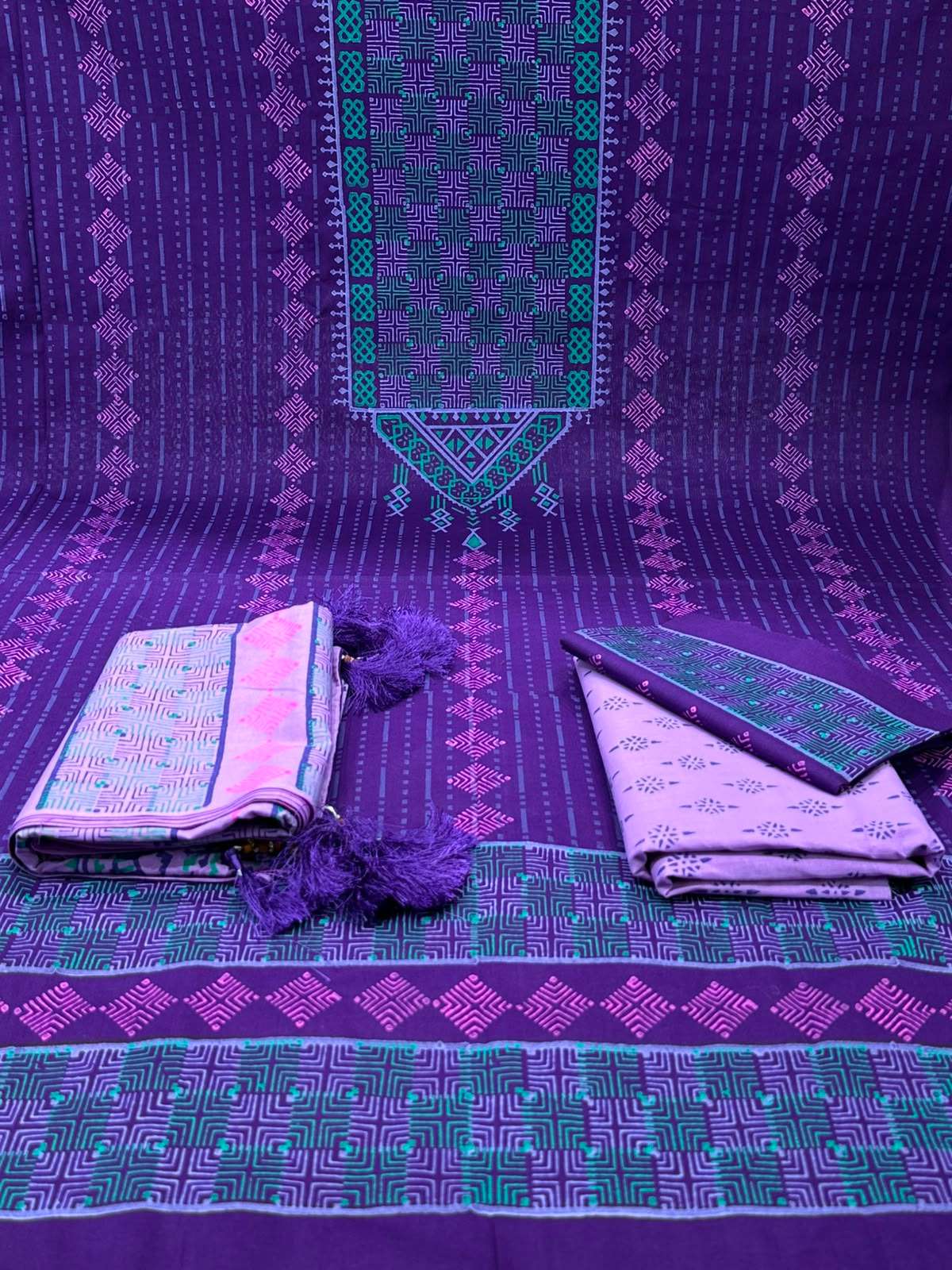 Sleek Deep Purple Block Print - 1100