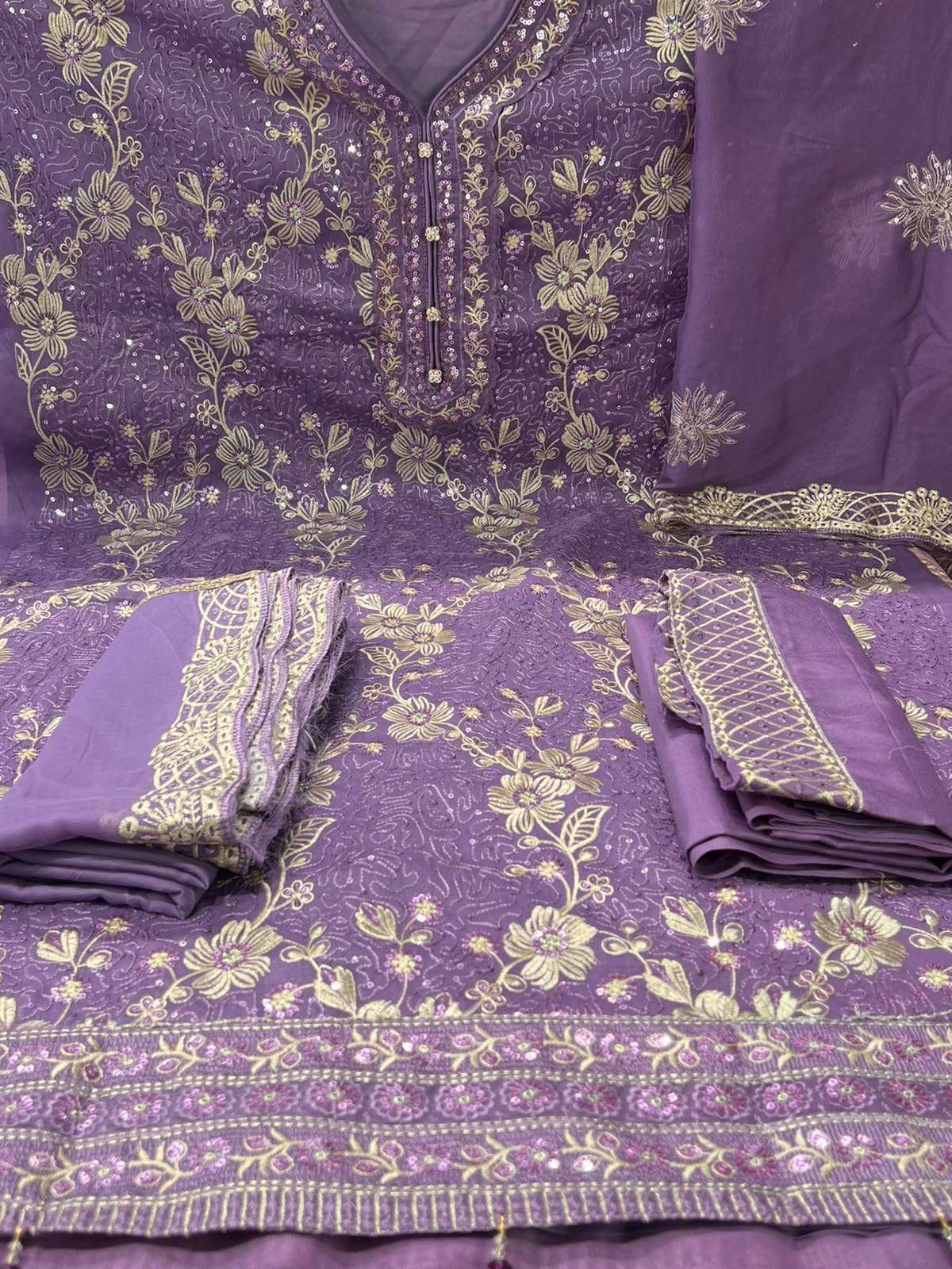 Sadabahar Soft Chinon Lavender Dress - 1800