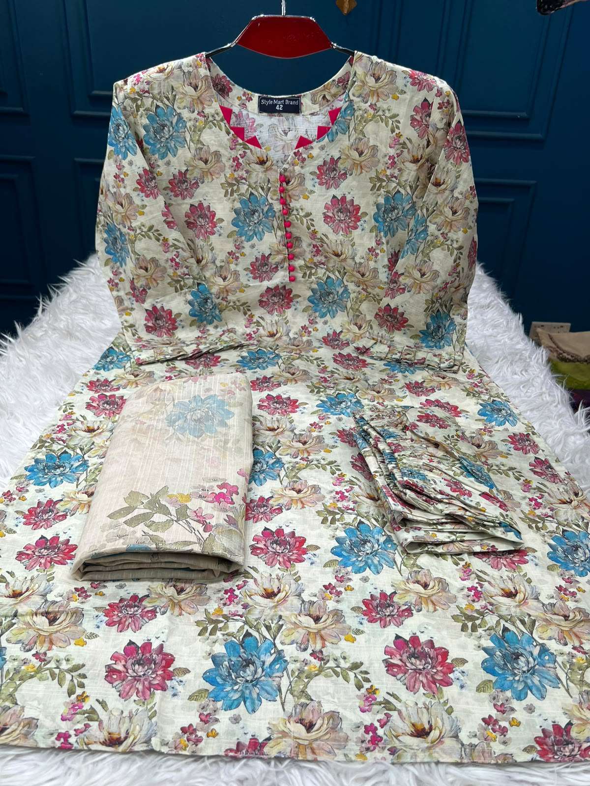 Vintage Style Slub Cotton Cornflower - 1250