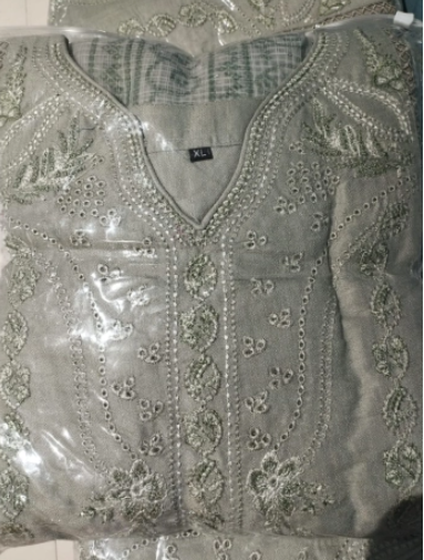 EID Exclusive Premium Quality Pakistani Inspired Stitched Cotton Collection - 1750 Olive