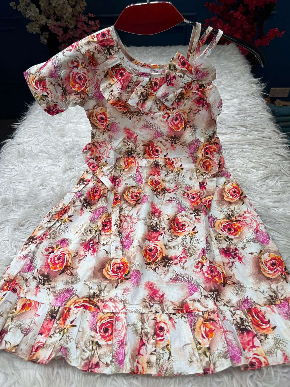 Adorable Baby Cream Rose Frock