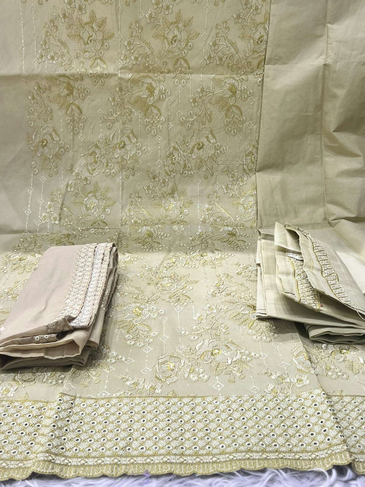 Women Glamorous Olive Embroidery Set - 1650