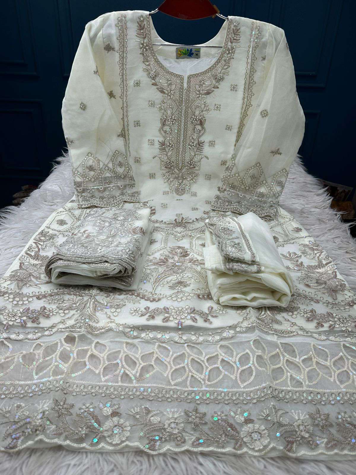White Embroidery Boutique Party Wear - 2200