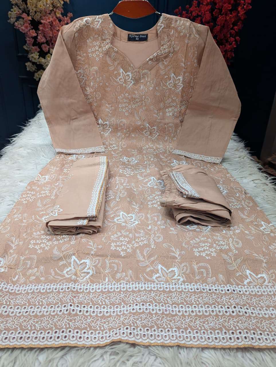 Women's Gorgeous Brown Stitched Set - 1750
